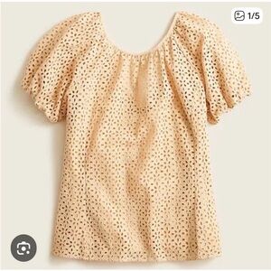 J.Crew Eyelet Puff Sleeve Top - Tan